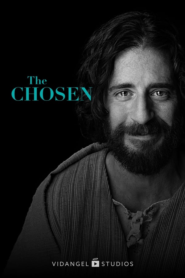 Black and white image of Jonthan Roumie as Jesus in The Chosen